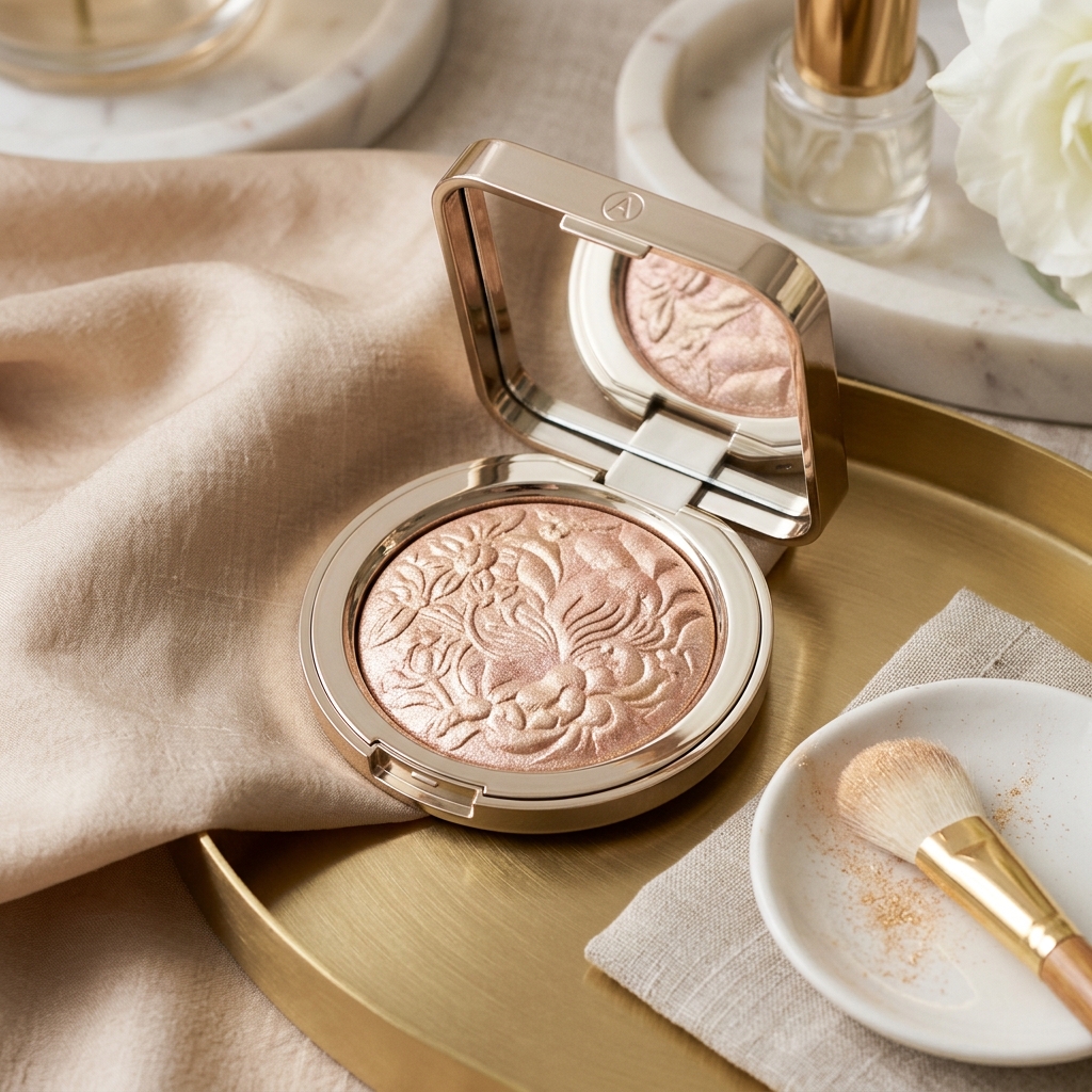 Highlighter Golden Hour compacto champagne dorado